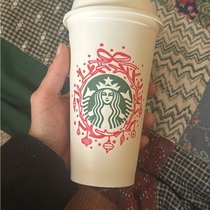 Starbucks Festive Red and White Cup